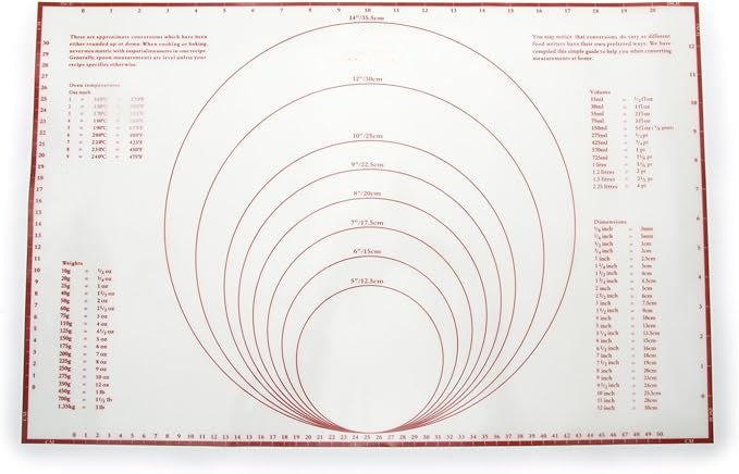 Pastry/Baking Mat with Measurements, Silicone