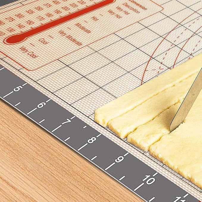 Thick Silicone Baking Mat Non-slip Pastry with Measurements 26" X 16", Dough Rolling Mat, Fondant/Pie Crust Mat