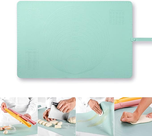 Extra Large Kitchen Silicone Pad, Extra Thick Silicone Baking Mat, Kneading Mat, Silicone Pastry Mats, Heat Resistant Non Slip Non Stick 23.6''x15.7'' Dough Mat, Mother's Day Gift for Mom Wife Women