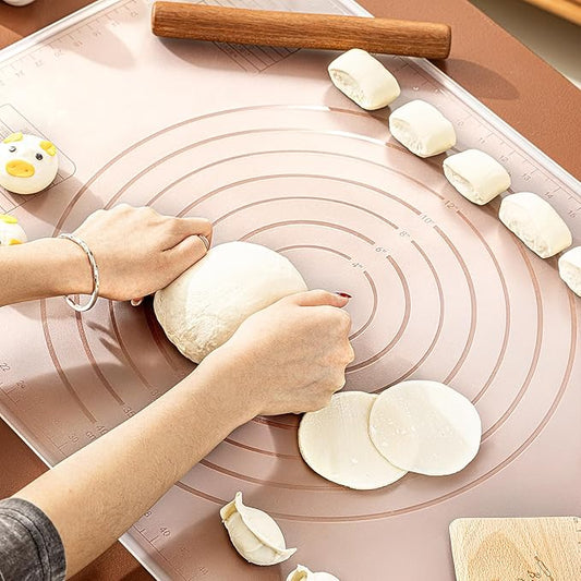 Silicone Baking Mat, Silicone Pastry Mat 27.56"×19.69" Extra Thick Non Stick Baking Mat Food Grade Silicone Dough Rolling Bake Mat with Edge Heightening - High Transparency