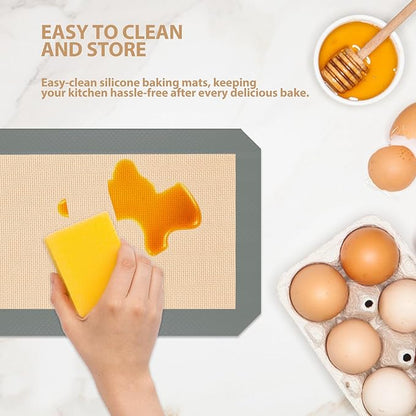 Silicone Baking Mat, Reusable Silicone Oven Baking Sheet, Heat Resistant Nonstick Food Safe Baking Mat for Cookie, Bread, Pastry (Pack of 3)