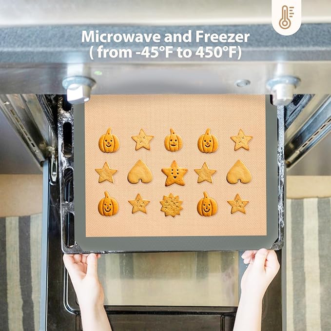 Silicone Baking Mat, Reusable Silicone Oven Baking Sheet, Heat Resistant Nonstick Food Safe Baking Mat for Cookie, Bread, Pastry (Pack of 3)