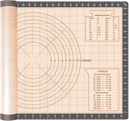 Thick Silicone Baking Mat Non-slip Pastry with Measurements 26" X 16", Dough Rolling Mat, Fondant/Pie Crust Mat
