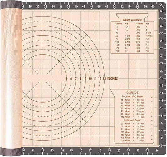 Thick Silicone Baking Mat Non-slip Pastry with Measurements 26" X 16", Dough Rolling Mat, Fondant/Pie Crust Mat