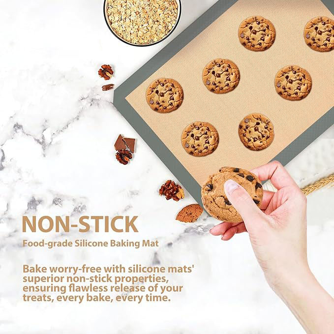 Silicone Baking Mat, Reusable Silicone Oven Baking Sheet, Heat Resistant Nonstick Food Safe Baking Mat for Cookie, Bread, Pastry (Pack of 3)
