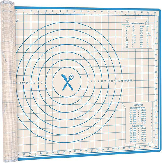 Silicone Baking Mat,Non Stick Pastry Mat, Non Slip 28" x 20" Extra Thick Large Rolling Dough Sheet, Counter,Food Grade Pizza, Fondant, Macarons,Cookies, Baking Supplies for kitchen,Blue